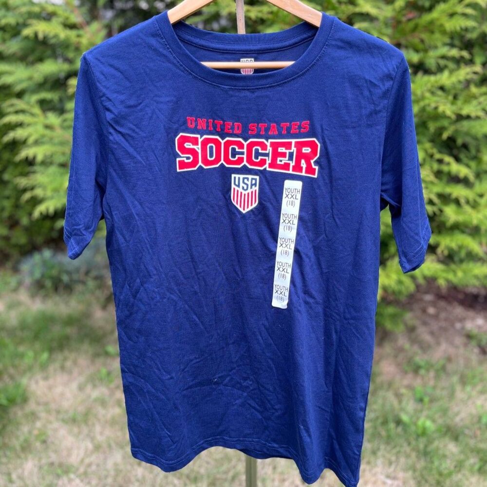 US Soccer T Shirt Youth XXL 18 Blue Red White Graphic Officially Licensed NWT